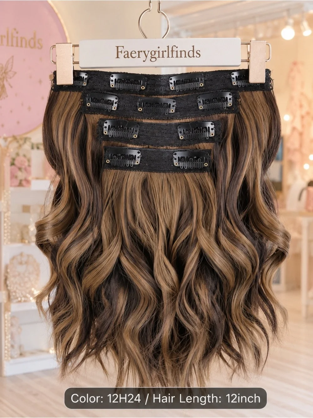 12H24 Brown Blonde Clip-In Hair Extensions - 12 Inch